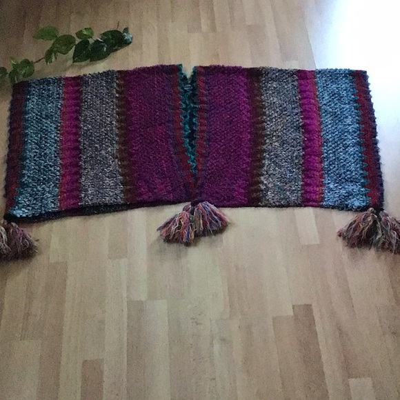 RARE Anthropologie Knit Fringe Kimono Shawl Cape Poncho Free People - Picture 12 of 16